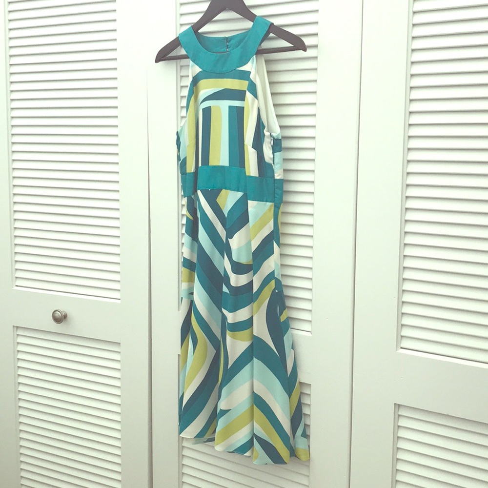 Ann Taylor Striped Silk Cocktail Dress